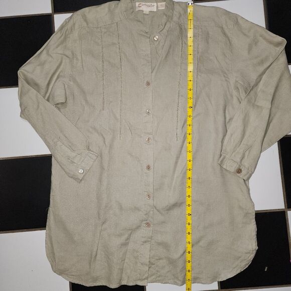 Vintage Counterpoint womens long sleeve linen button down shirt size S tunic - Picture 6 of 12
